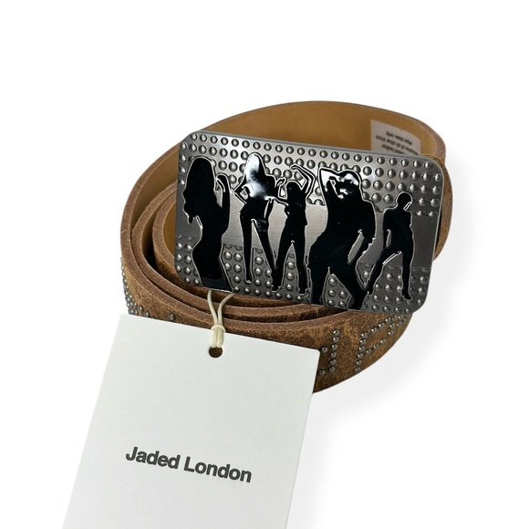JADED LONDON Wasted Potential Club Leather Belt, Brown, OS